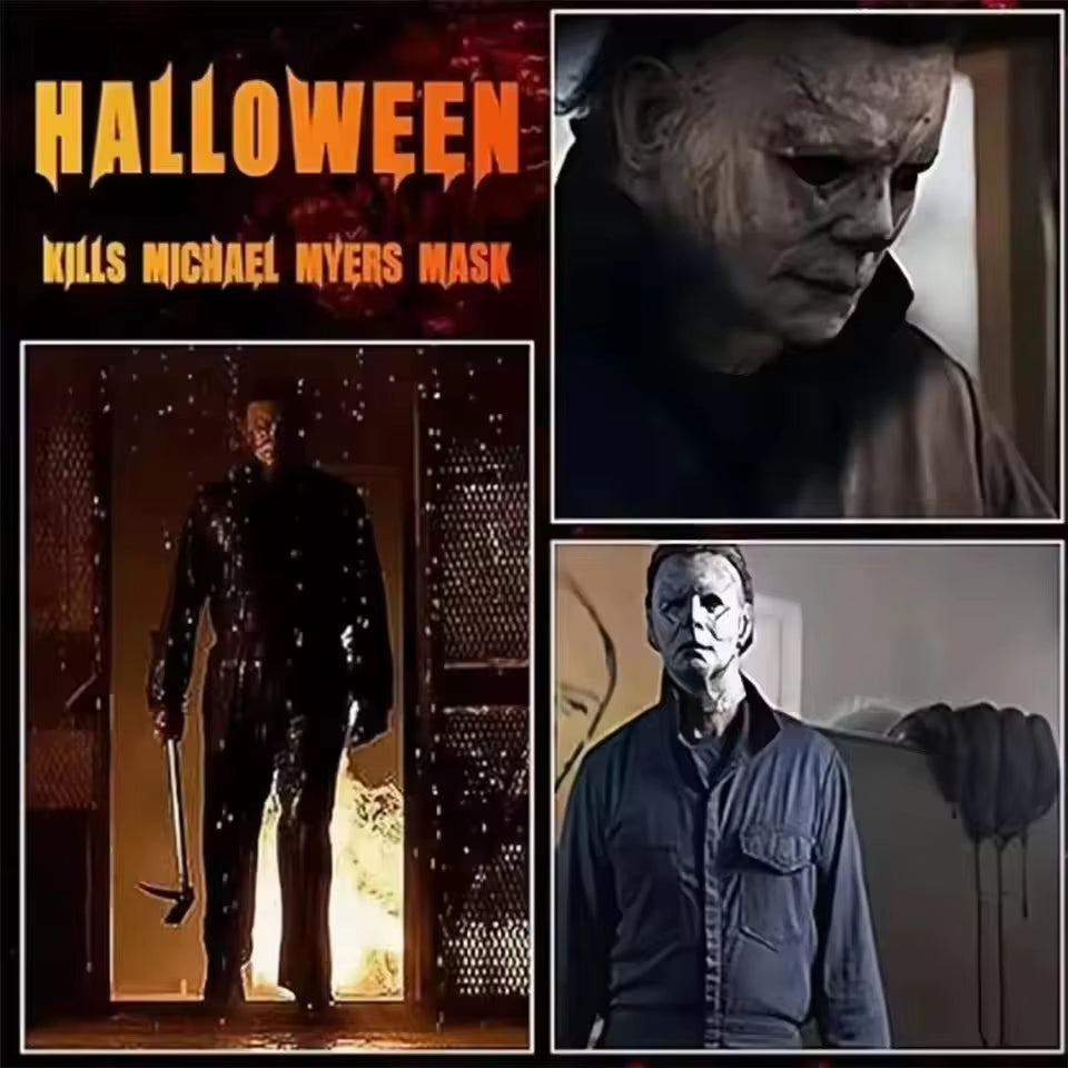 Halloween Michael Myers Mask Scary Killer Full Head Mask Creepy Fire Burn Scar Latex F